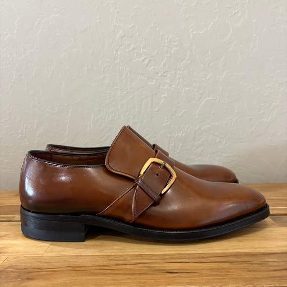 Vintage Freeman Monk Strap Buckle Shoes  7D Brown Leather Goodyear Welted USA